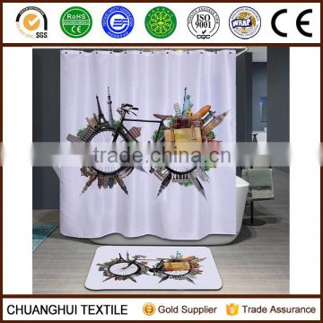 3D printing travel by bicycle shower curtain for hotel