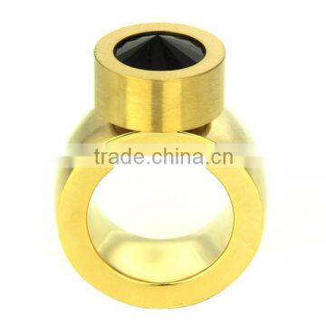 Gold finger titanium wedding ring with stone