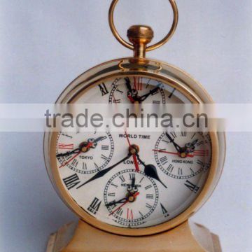 14 inch Decorative Brass Table Clock World Time