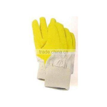 yellow latex, open back, knit wrist, woven line GLOVES