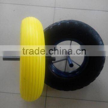 garden wheelbarrow wheel,pu foam wheel for wheelbarrow,pu foam rubber wheel with steel rim