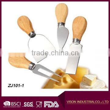 Wood handle stainless steel cheese knife set