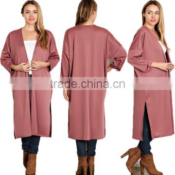 Wholesale Women Cardigan Manufacturers Knitwear Long Line Maxi Bulk Sweater Blouses Solid Double Open Latest Design Cardigan