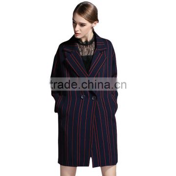 XL-5XL Women Trench Coat Winter New Design Elegant Ladies Double Breasted Striped Trendy Outerwear Classic Swing Coats Plus Size