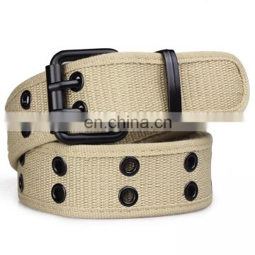 Fashion Canvas Braided Fabric Belts With Double Pin Buckle Belts