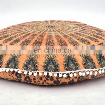 Indian 2017 Round Meditation Ottoman Pouf 32" Pillow Cover Mandala Cushion Cover Pillow Case