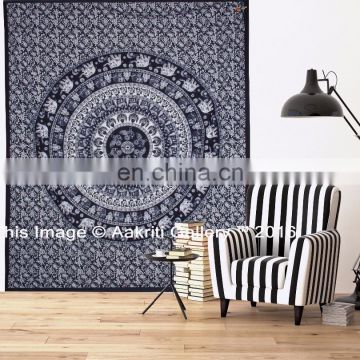 Indian Wall Tapestry Black And White Double Elephant Yoga Mat Bohemian Mandala Beach Tapestry