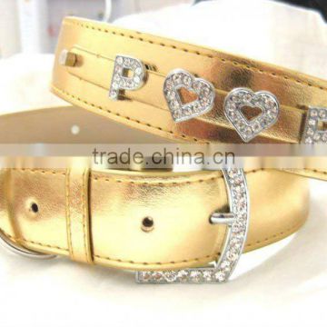 pet collar with letter slider Diy pu leather collar