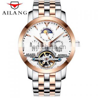 Ailang 2606 Luxury Mens Automatic Watches Chronograph Tourbillon Steel Mechanical Watches Men