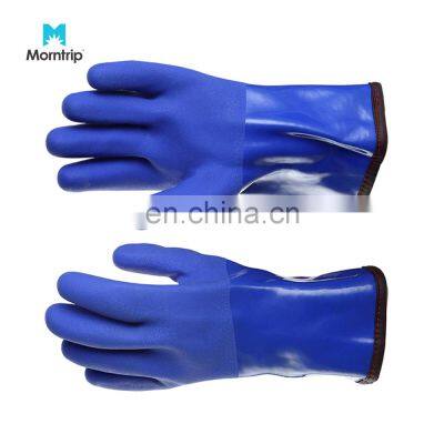 Factory Wholesale High Quality Industrial Waterproof Oil Chemical Resistant Cheap Sandy Palm PVC Rubber Coating Safety Gloves