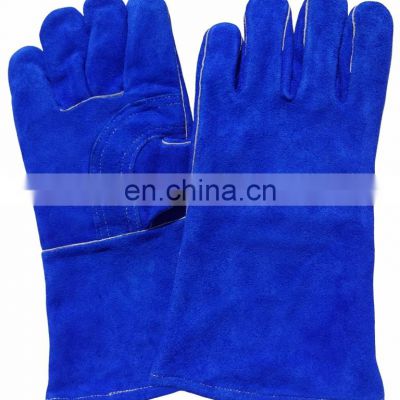 cotton lined Blue cow split leather welding Work Glove A grade