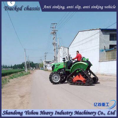 Customized rubber track chassis for tractors to prevent tire slippage in paddy fields