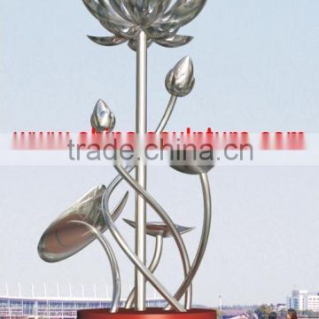 Modern Large Abstract Arts Stainless steel Water lily Sculpture for Outdoor decoration