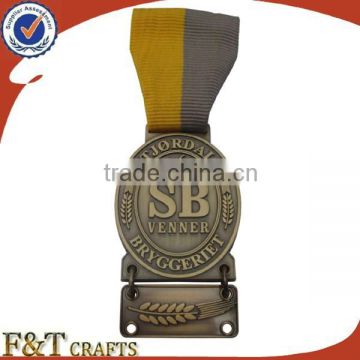 high end antique brass die cut sports metal custom shaped medals