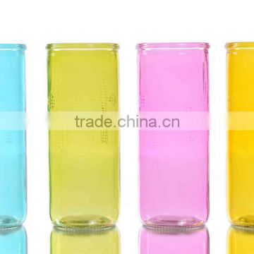 Cross Embossing Cylinder Colored Glass Vase