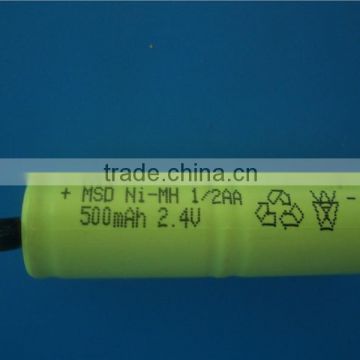 2.4V AA 500mAh NiMH Battery Pack Manufacturer with CE,ROHS,UL certificates
