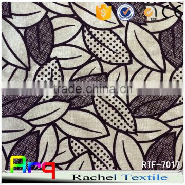 280gsm polyester cotton fabric leave pattern linen cotton fabric various color