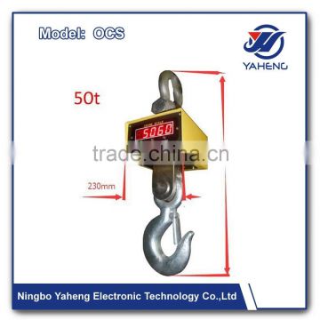 50T heavy duty OCS crane scale 30mm 1.2 inch 5digits LCD or LED ully sealed Lead Acid battery, 6V and 4.5Ah