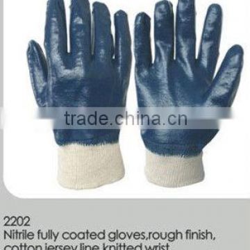 blue nitrile coated canvas cuff gloves