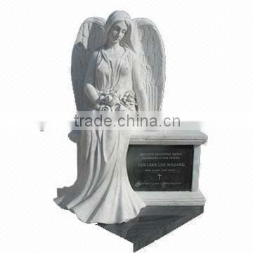 White Marble Tombstone with Angel Design HT-S-MB001