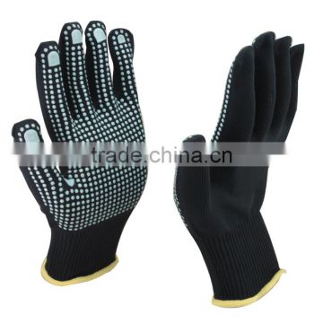 NMSAFETY good grip13 gauge dark blue 100% polycotton liner dotted powderblue pvc on palm anti dlip work safety gloves