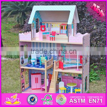 2017 New products lovely children wooden large dolls house W06A037