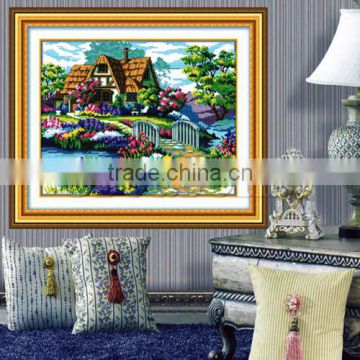 China Wholesale Multicolor Rectangle Chinese House Cross Stitch Kit