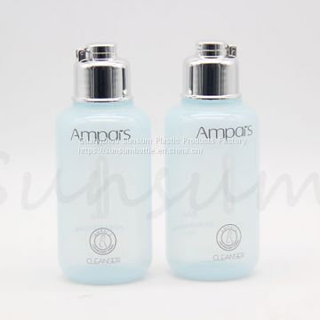 100ml Cosmetic Plastic Lotion Toner Water Silver Cap Bottle