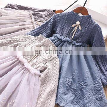 New children's wear wave knitted lace mesh dress girls skirt children's wear