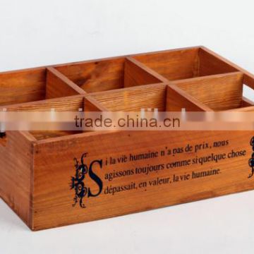 Custom Printed Logo and Color Solid Wooden Crate With Compartment