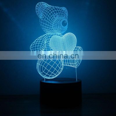 High quality 3d bedside night light abs base usb cable accessories desk lamp