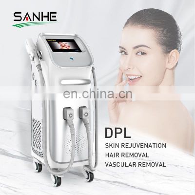 Professional 2 Handles Ipl Dpl Shr Laser Beauty Machine For Hair Removal Whitening Acne Treatment