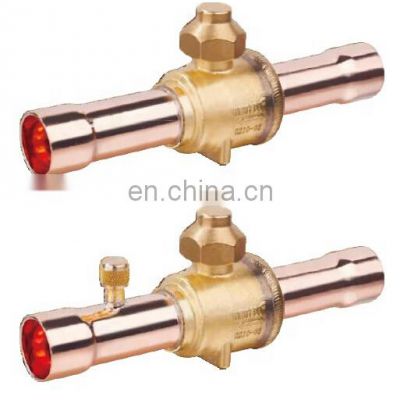 Air conditioner Refrigeration Ball Valves Welding Connection Brass Copper Ball Valve with access port  good quality