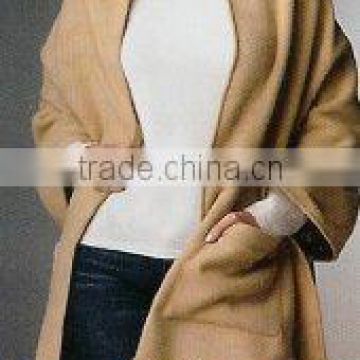 Camel Color Cashmere Shawl with Pocket