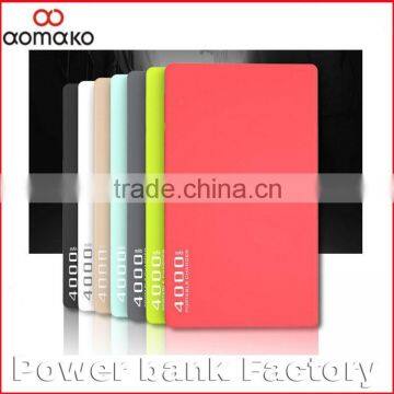 PA-102 4000mAh ultra thin card power bank with dual usb cable inside high quality power bank as gifts