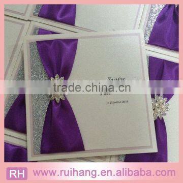 sparkle silver glitter folded wedding invitations card