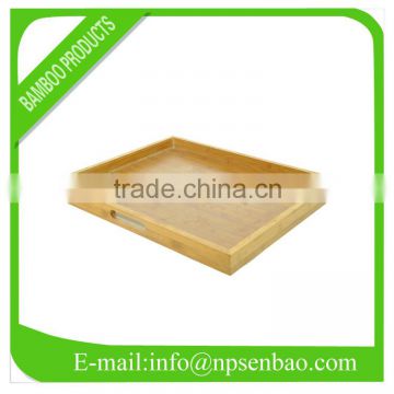 Bamboo fast food serving tray with handles