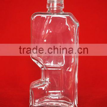 clear color 375ml flat glass bottle