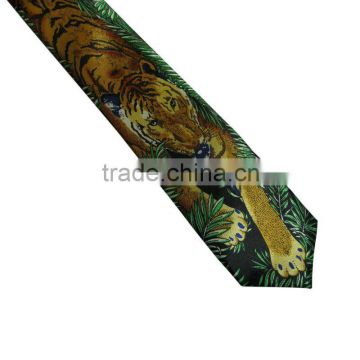 Tiger printing skinny tie
