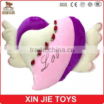 EN71 heart shape plush pillow and cushion with wings