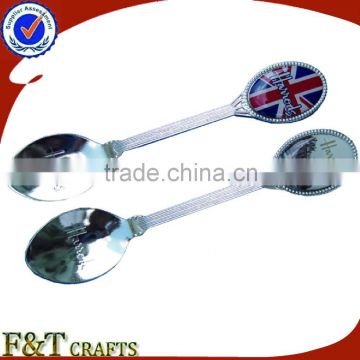 cheap custom mini metal silver souvenir spoon with paster