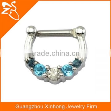 Tribal Septum Ring Nose piercing ring septum piercing septum ring with clear and blue zircon for woman