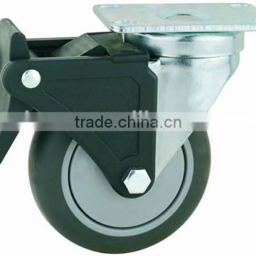22 Series Double Ball Raceway Structure Top Plate Swivel TPR caster with Nylon Top Lock Brake