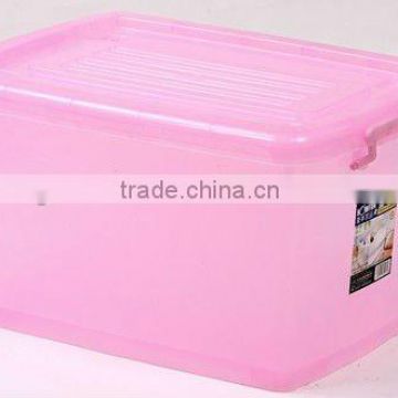 promotional rectangle plastic storage box with pully wheels for household uses