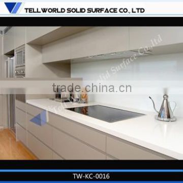 Tell World prefab Modern white artificial stone countertop laminate kitchen cabinet