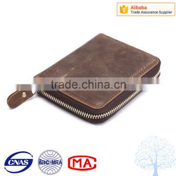 Wholesale crazy horse leather purse and OEM custom mens hinge wallet