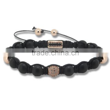 Wholesale Natural Agate Stone Beads with A Bling Bling Zircon Bead for Braiding Macrme Bracelets