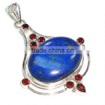 925 sterling silver lapis semi precious gemstone pendant jewelry