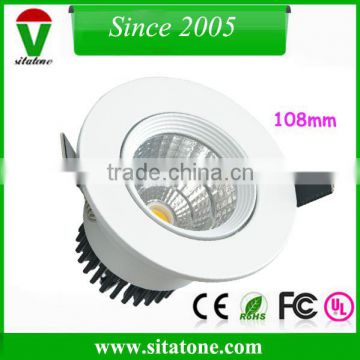 Cold forging aluminum white circle 108mm 10w recessed cob led light outcut 90mm