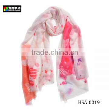 Fashion Pink Checked Cashmere Scarf, Ladies Camel Printed Scarf
